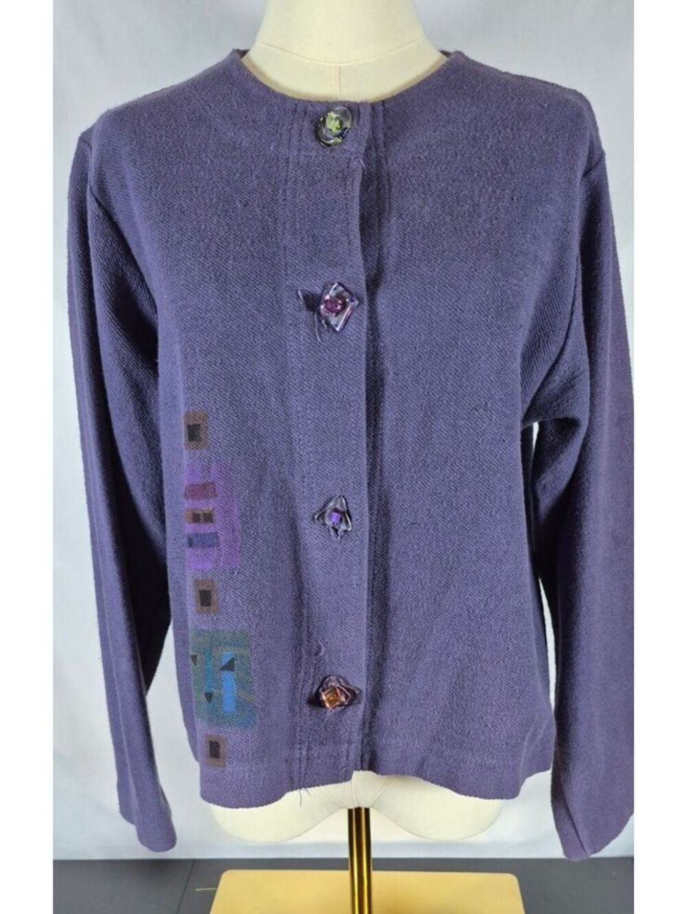 Vintage Diana Clark Vermont Handmade Wearable Art Cardigan XS